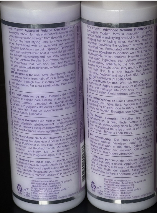 Nick Chavez Beverly Hills Advanced Volume Shampoo - Premium Scalp and Hair Care - Volumizing Shampoo - 8oz